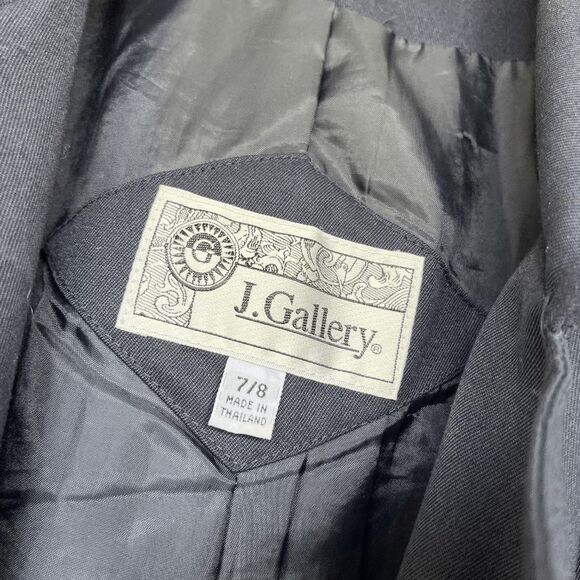 J. Gallery Navy Blue Long Trench Coat Belted Double Breasted Classic 80s/90s - Picture 3 of 11